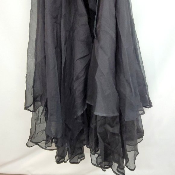 NWT Tiar Bellomo M Black Cinderella Dress Wedding Silk Chiffon Wednesday Addams - Picture 8 of 10